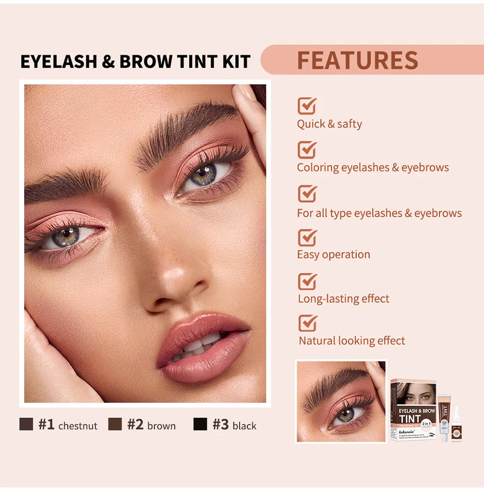 Eyelash and Eyebrow Tinting Kit Waterproof Cosmetic Dye - 12