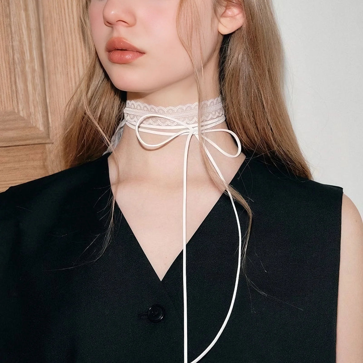 Lace Ribbon Bowknot Choker Necklace