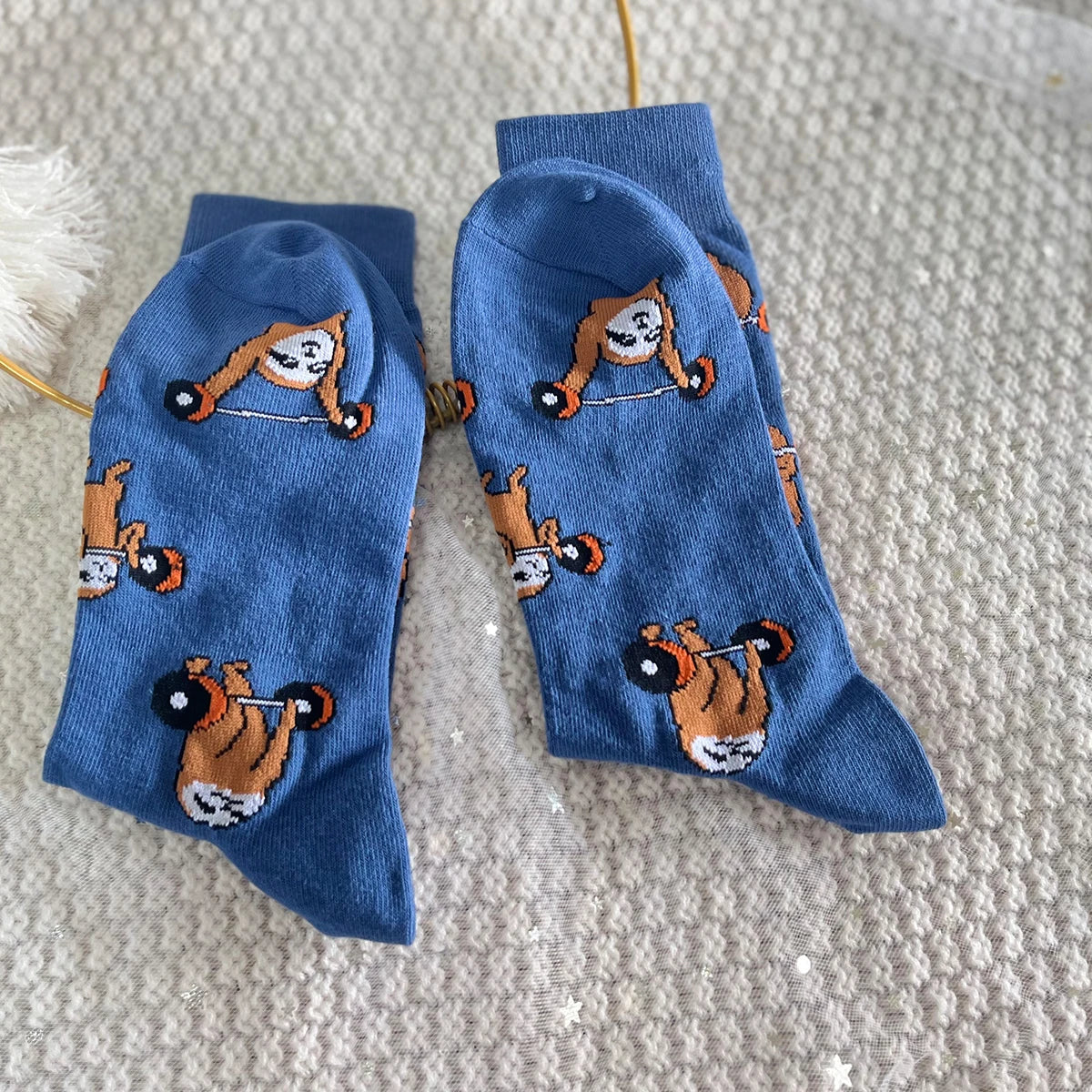 Cotton Blend Mid Calf Sloth Weightlifting Socks