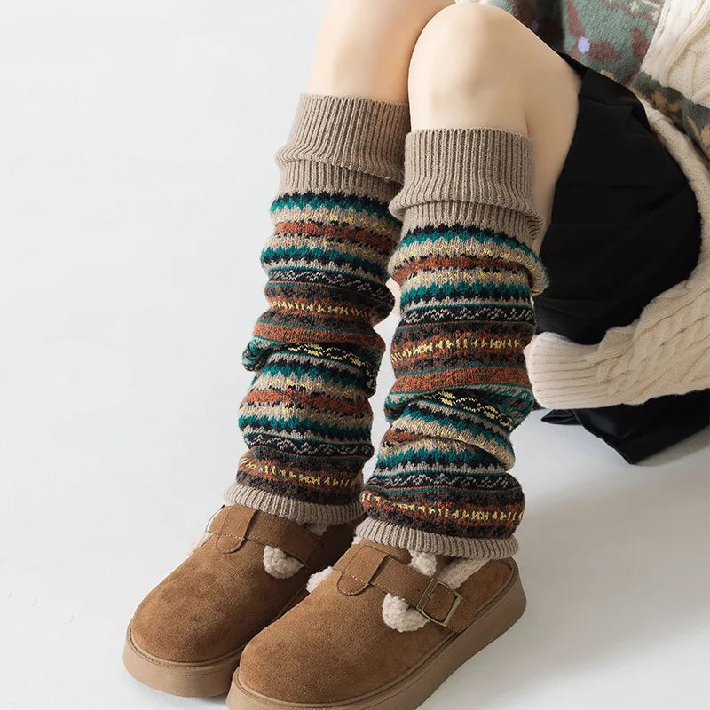 Polyester Bohemian Striped Leg Warmers