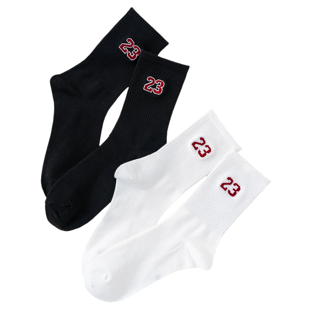 Polyester Elastane Crew Socks Number 23 Pattern