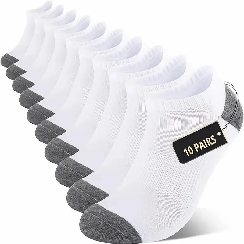 Polyester Elastane Low Cut Athletic Socks 10 Pack