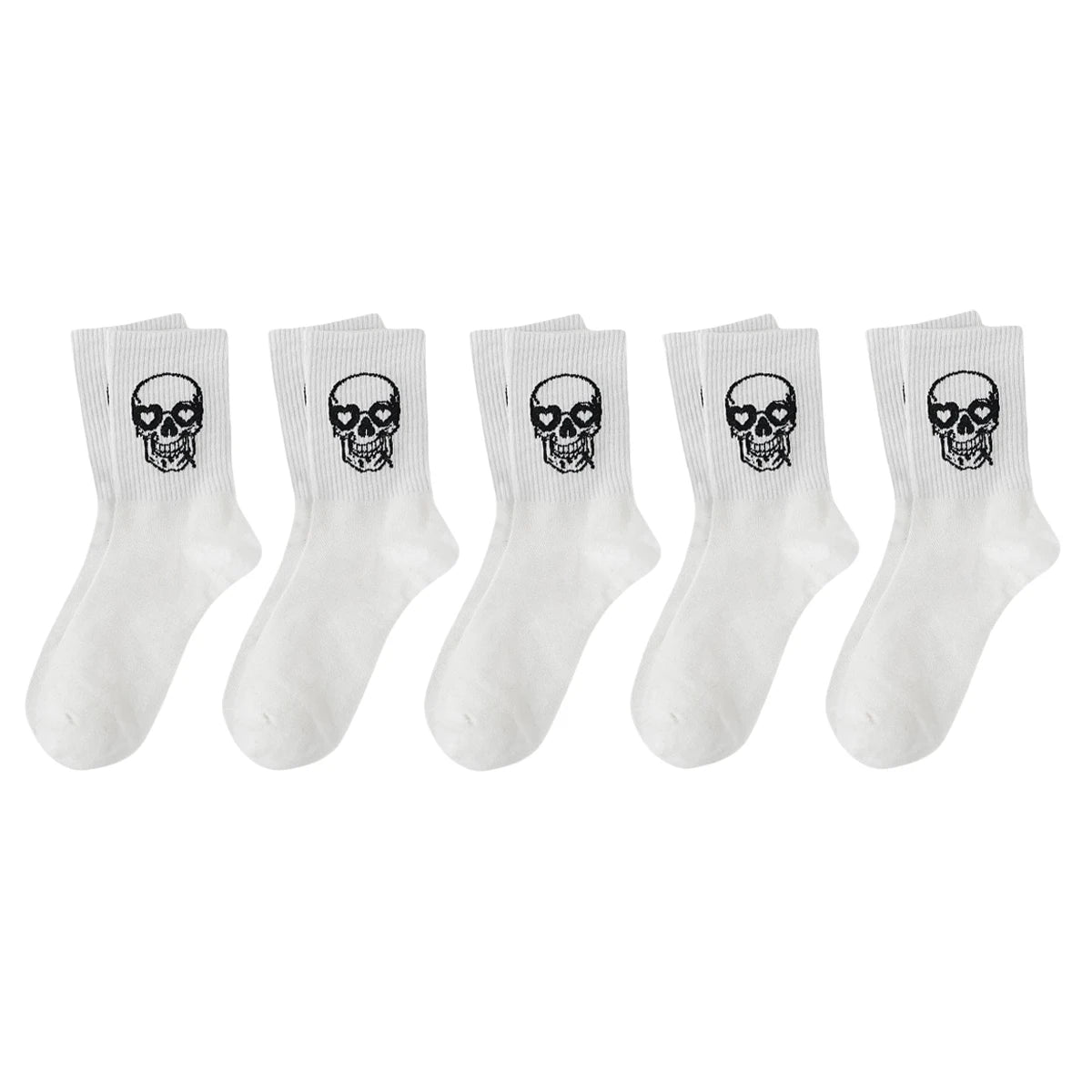 Men Polyester Elastane Skull Pattern Crew Socks - 10