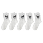 Men Polyester Elastane Skull Pattern Crew Socks