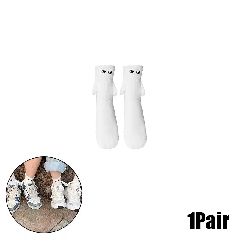 Magnetic Cartoon Eye Mid Tube Couple Socks