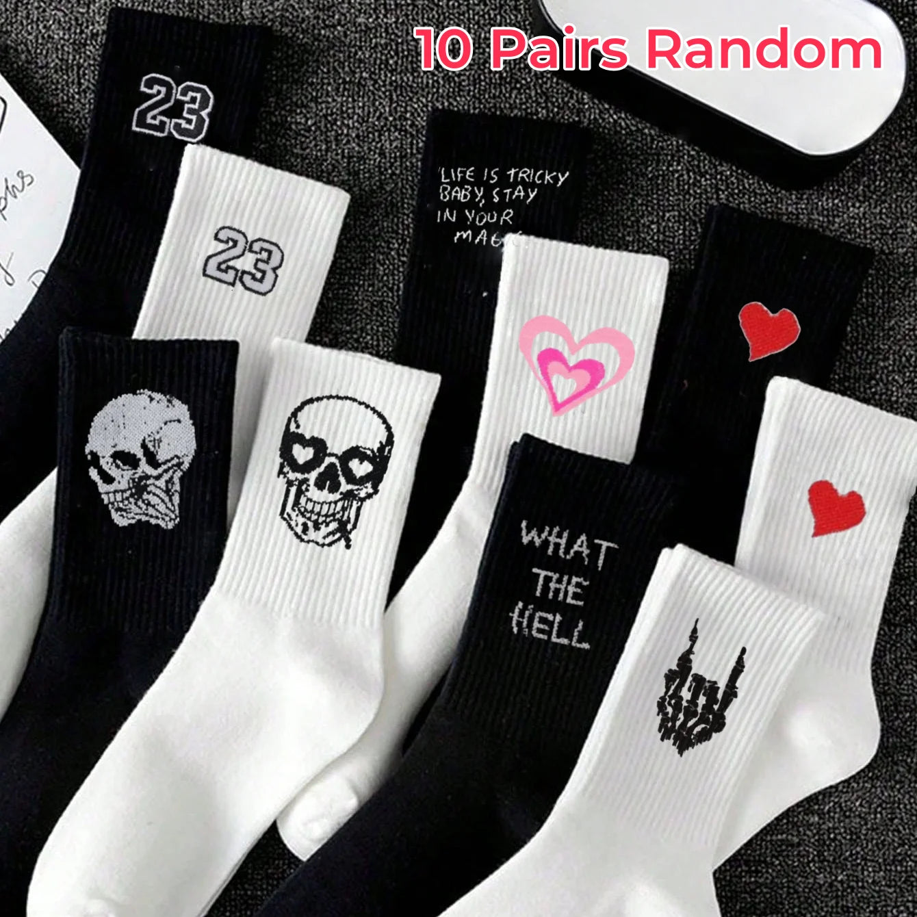 Polyester Elastane Crew Socks Graphic Casual Footwear - 11