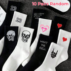Polyester Elastane Crew Socks Graphic Casual Footwear