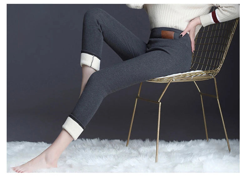 Fleece Lined Thermal Leggings High Waist Winter Warm Pants