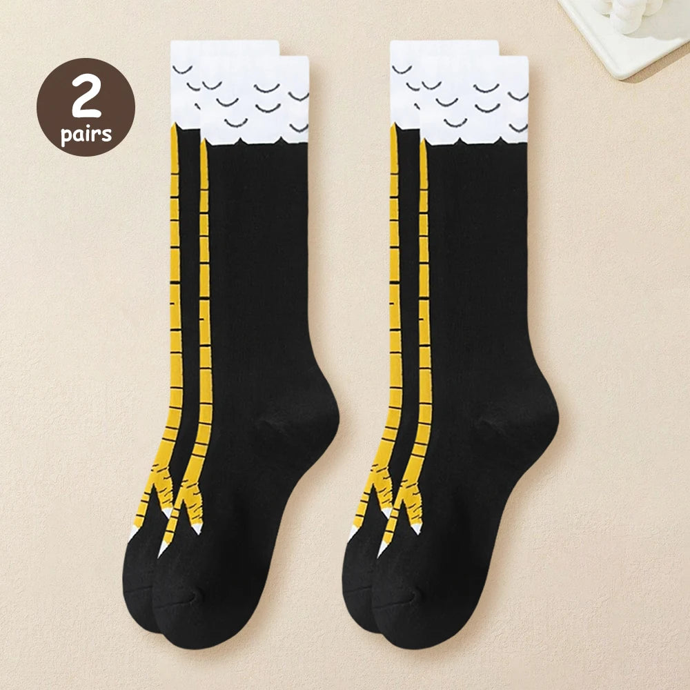 Polyester Spandex Knee High Chicken Claw Novelty Socks
