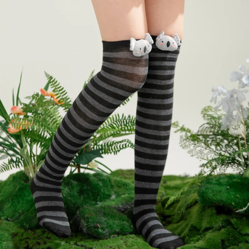 Polyester Spandex Striped Knee High Socks - 9