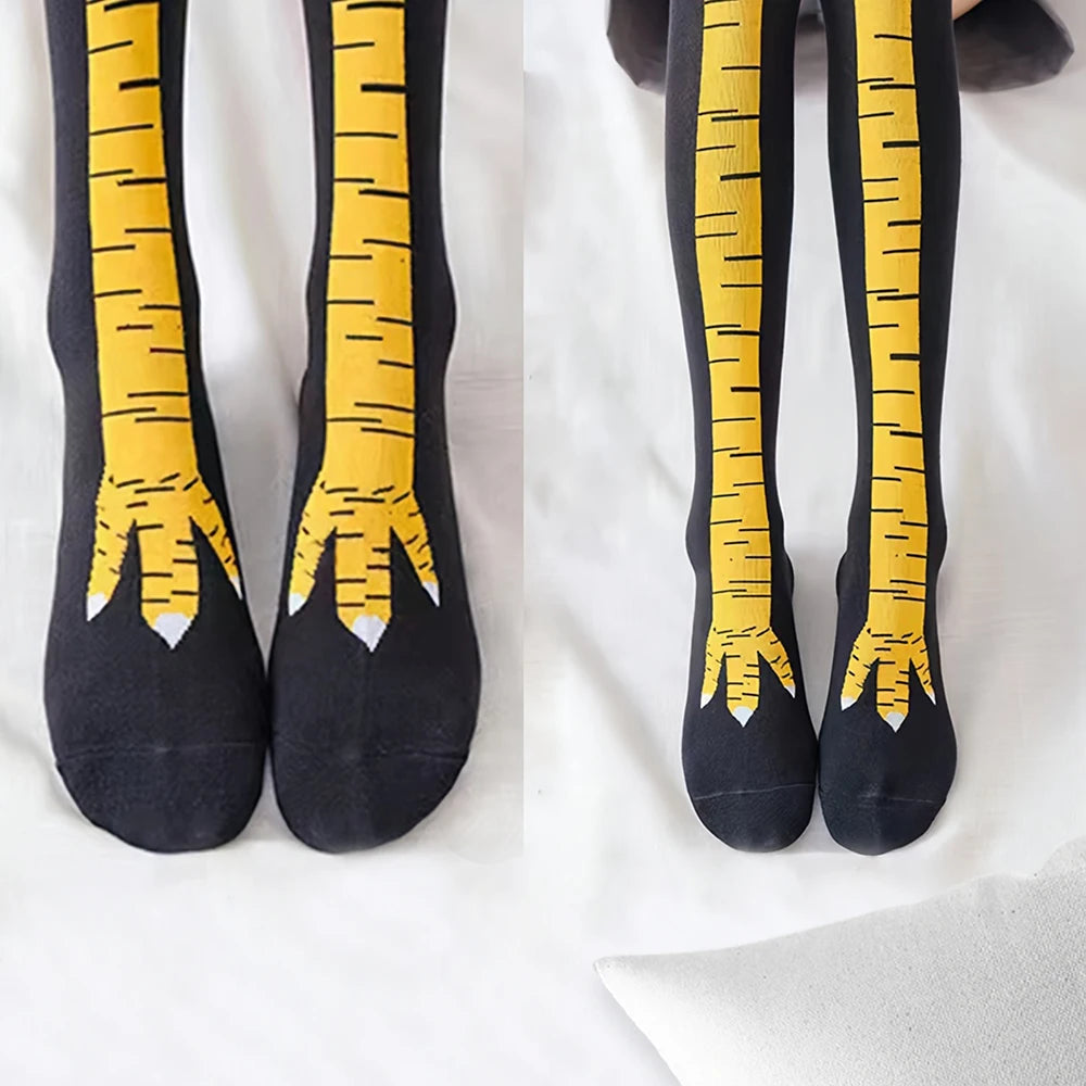 Polyester Spandex Knee High Chicken Claw Novelty Socks - 2