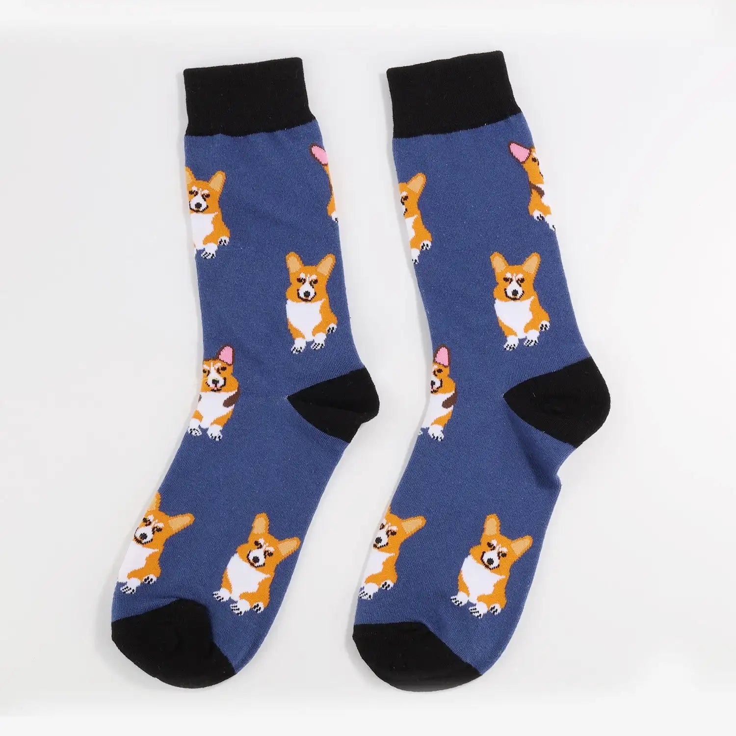 Cotton Blend Corgi Pattern Mid Calf Unisex Socks