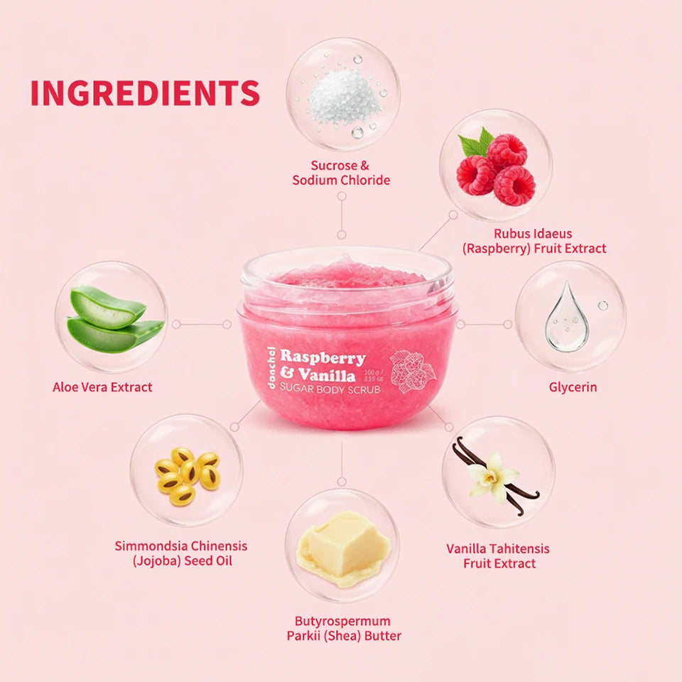 Raspberry Vanilla Sugar Body Scrub Exfoliating Cream - 13