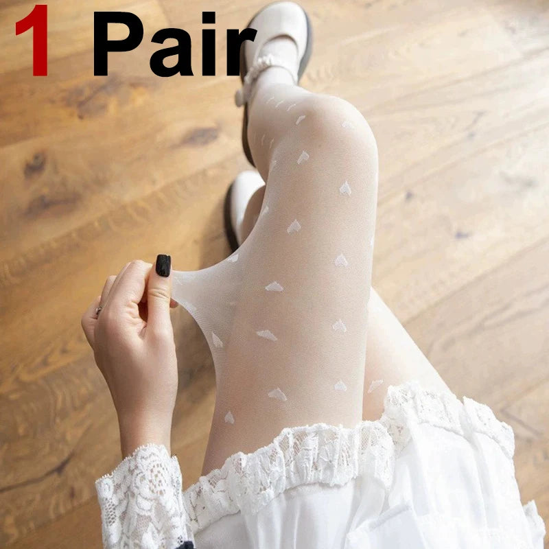 Nylon Heart Pattern Sheer Tights