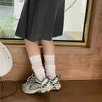 Cotton Blend Breathable Vertical Striped Long Socks For Women