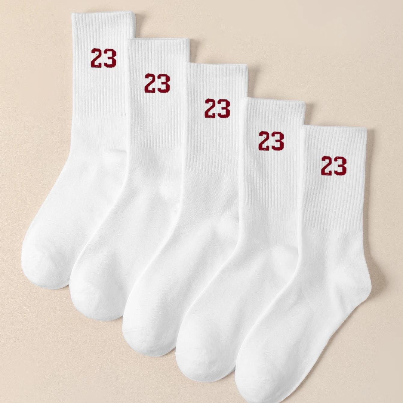 Polyester Elastane Crew Socks Number 23 Pattern - 7