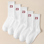 Polyester Elastane Crew Socks Number 23 Pattern