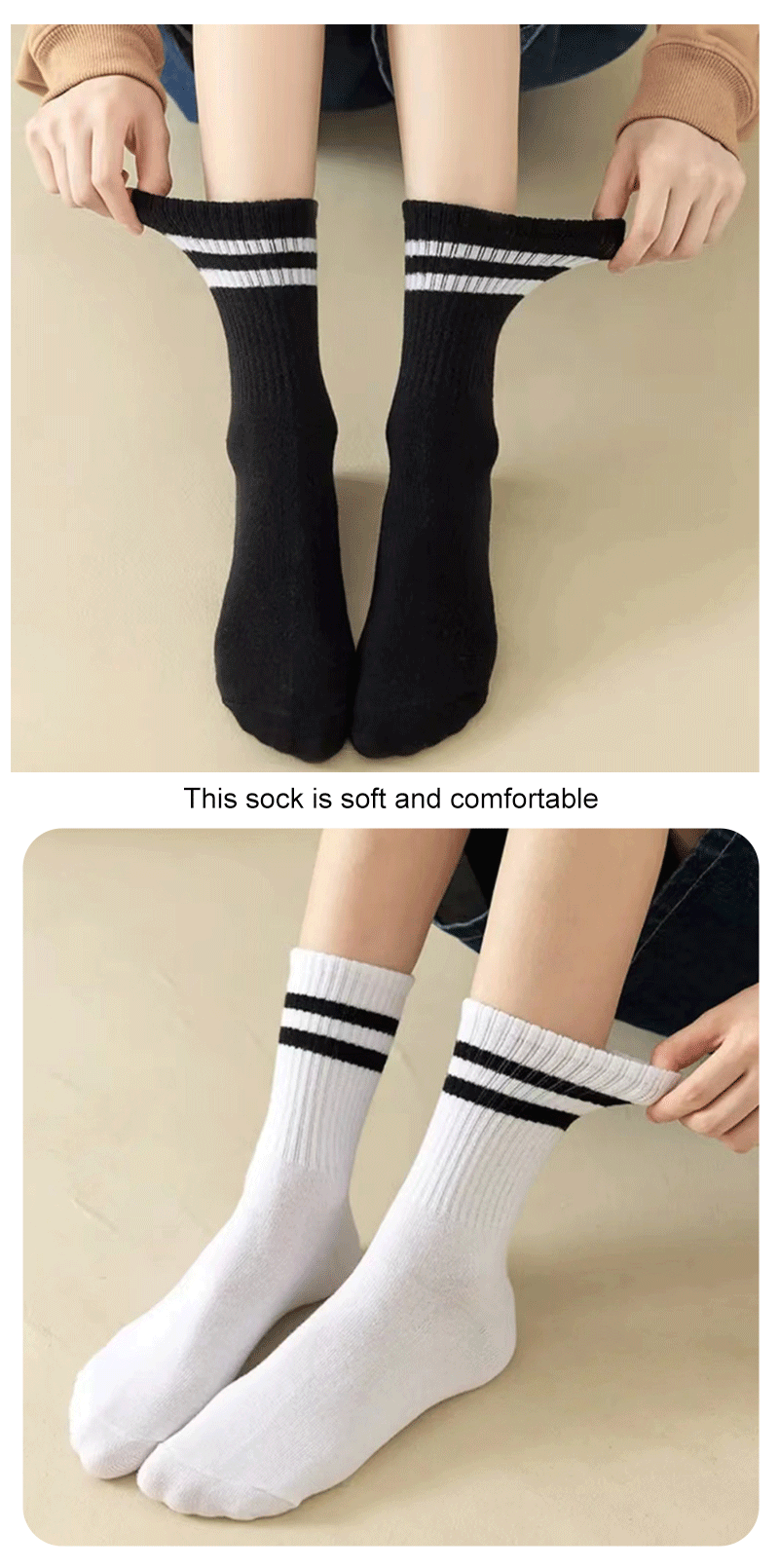Polyester Elastane Blend Women Mid Tube Sports Socks