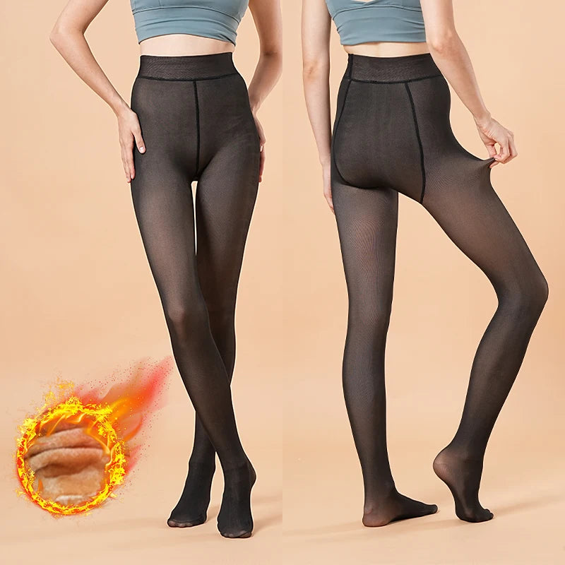 Thermal Fleece Lined Translucent Pantyhose Tights