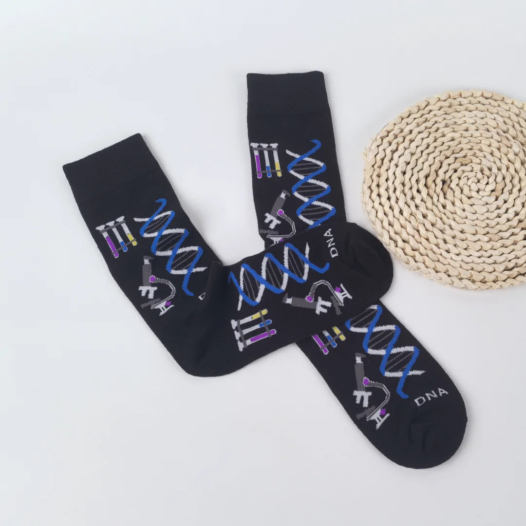 DNA Science Pattern Polyester Crew Socks - 5