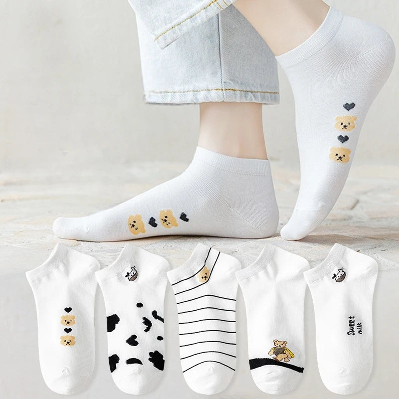 Polyester Elastane Cartoon Pattern Low Tube Socks