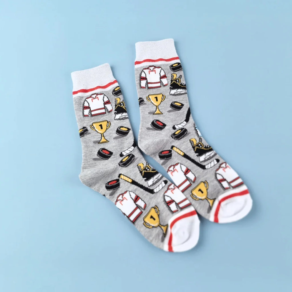 Polyester Elastane Ice Hockey Print Mid Calf Socks