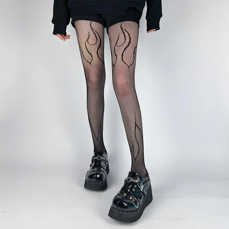 Nylon Fishnet Patterned Pantyhose Tights - 1