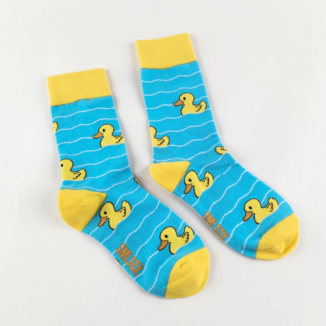 Cotton Blend Yellow Duck Pattern Casual Socks