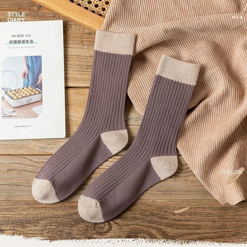 Polyester Elastane Women Crew Socks Japanese Style Set