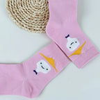 Cotton Blend Cute Character Print Low Tube Socks for Women