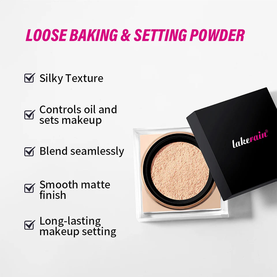 Matte Finish Loose Setting Powder Makeup With Puff