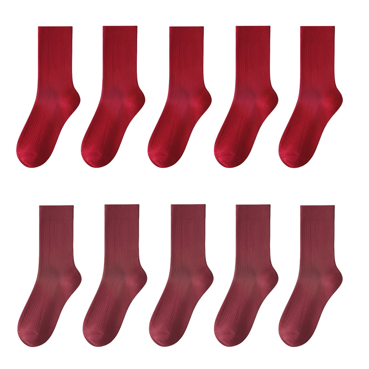 Polyester Elastane Crew Socks Women Casual Mid Tube Set - 9