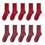 Polyester Elastane Crew Socks Women Casual Mid Tube Set