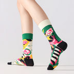 Cotton Blend Ball Themed Graffiti Mid Calf Unisex Socks