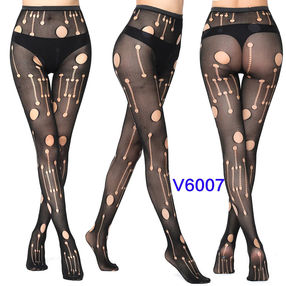 Nylon Spandex Jacquard Patterned Fishnet Pantyhose Tights