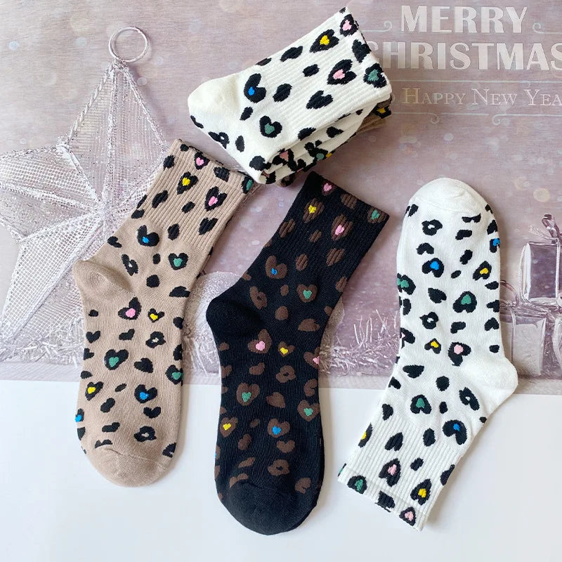Polyester Elastane Cartoon Bear Pattern Mid Tube Socks 3 Pairs