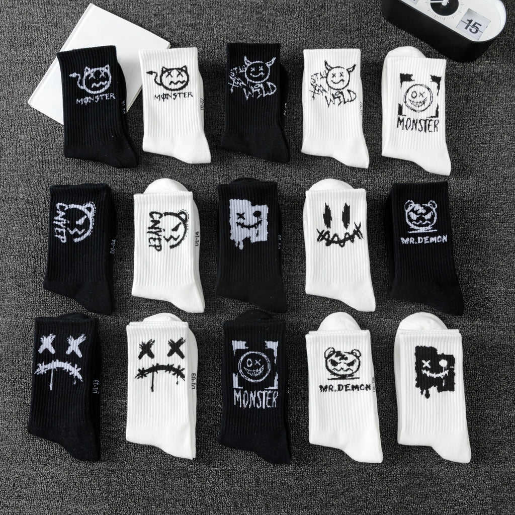 Polyester Elastane Crew Socks Graphic Print