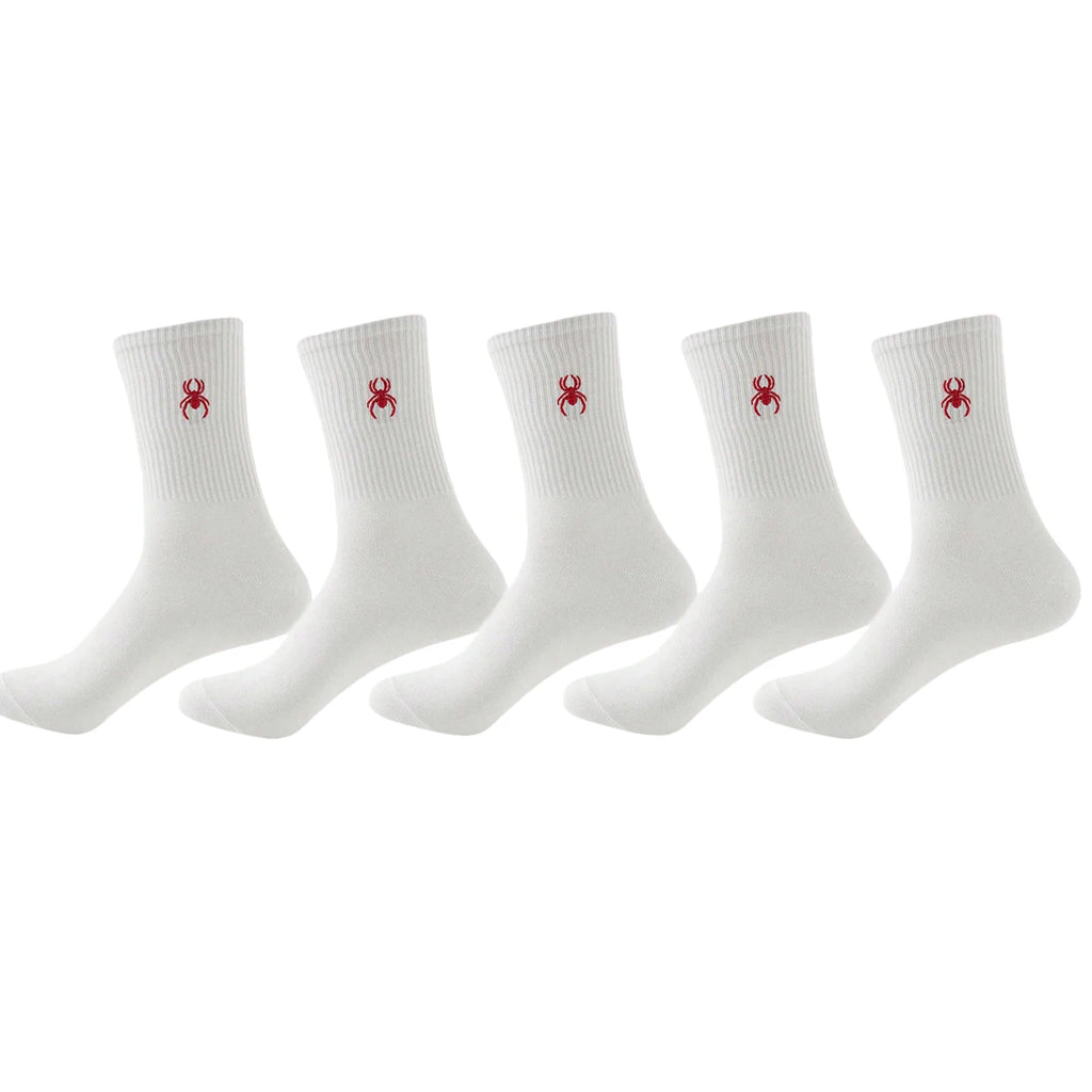 Polyester Elastane Crew Socks Spider Pattern