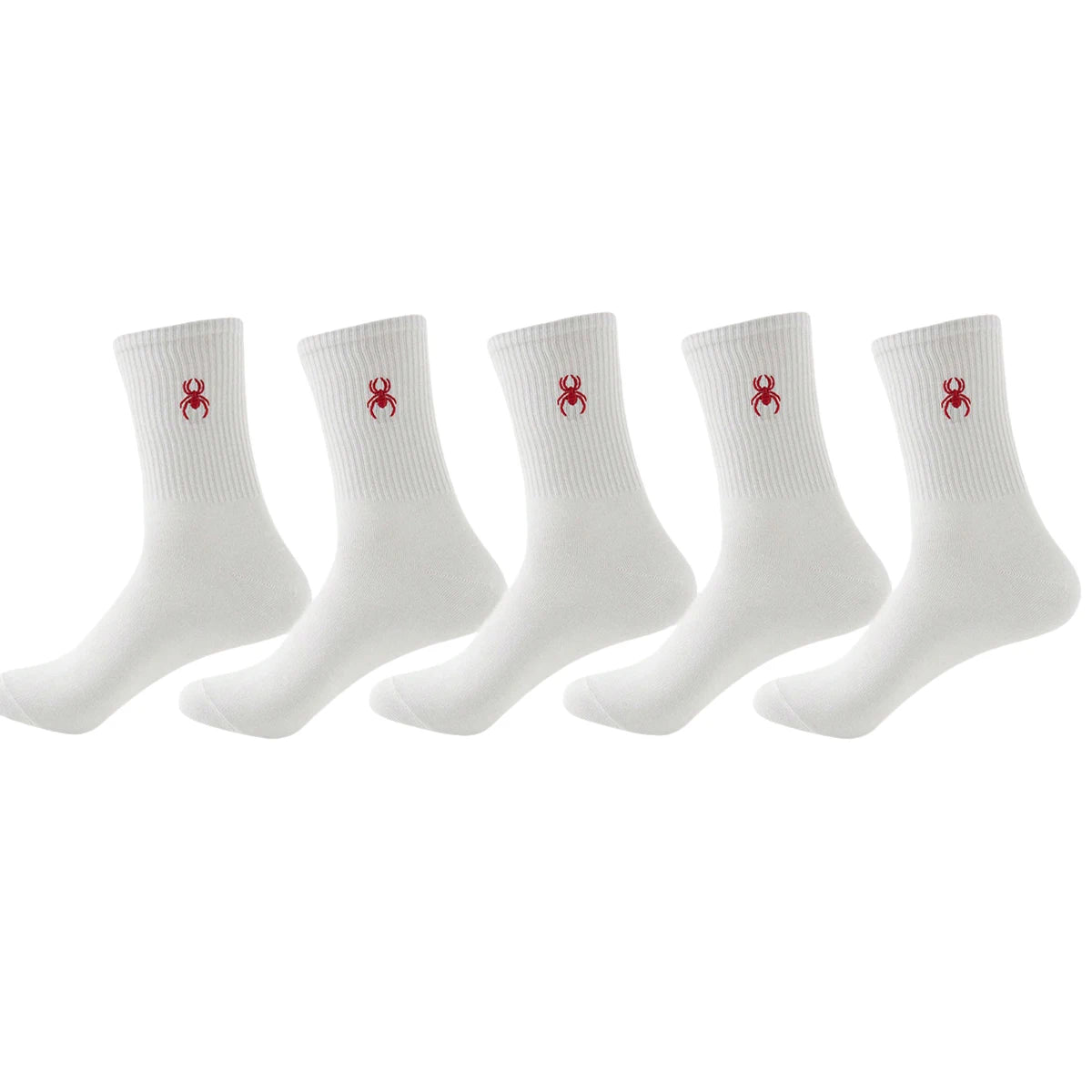 Polyester Elastane Crew Socks Spider Pattern