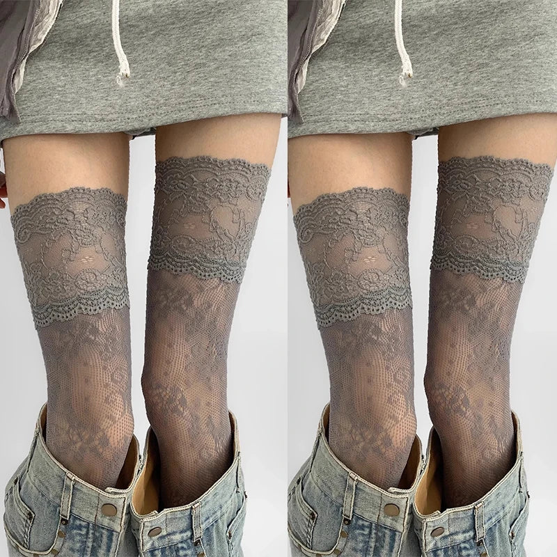 Floral Lace Over The Knee Stockings