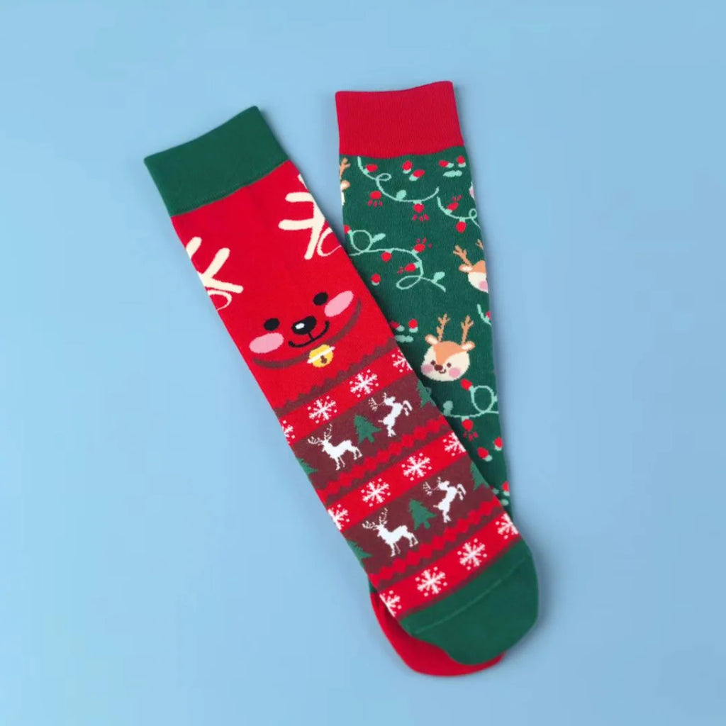 Cotton Blend Christmas Pattern Socks for Women