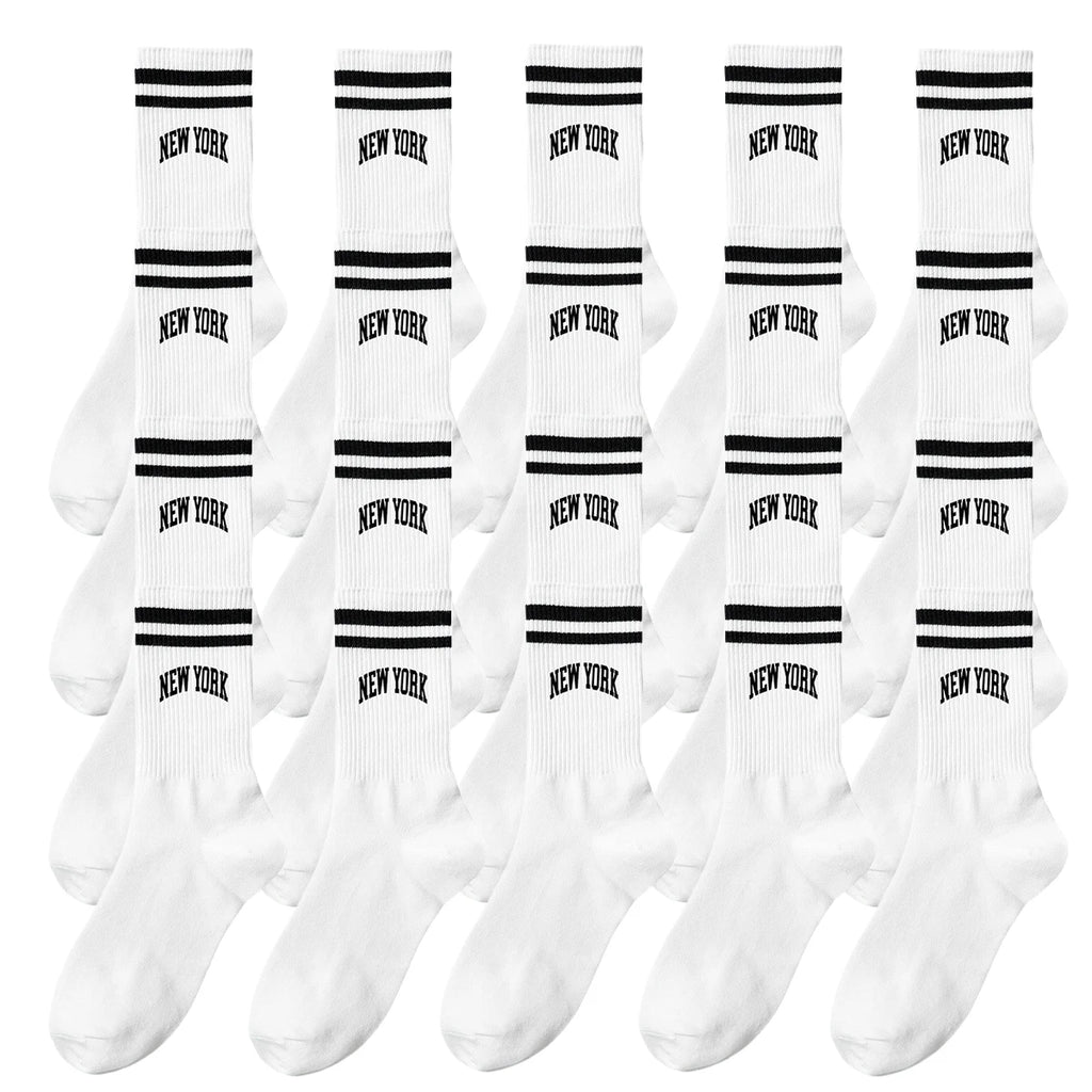 Polyester Elastane Women Crew Socks With Lettering