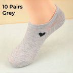 Polyester Elastane Low Cut No Show Heart Pattern Socks