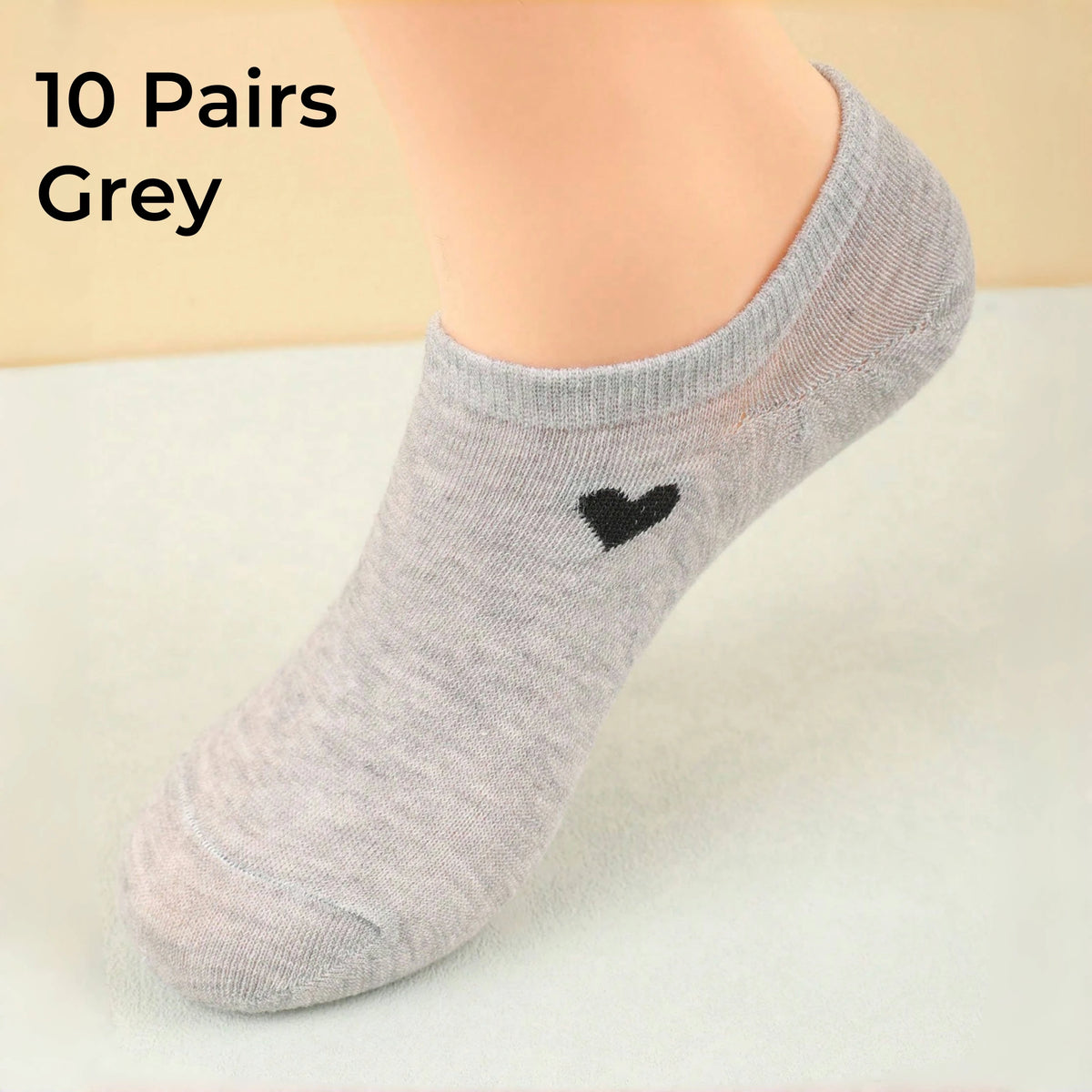Polyester Elastane Low Cut No Show Heart Pattern Socks