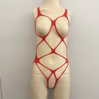 Nylon Mesh Bodysuit Open Lingerie