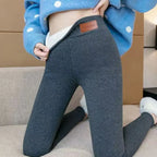 Polyester Fleece Lined High Waist Ankle Length Leggings
