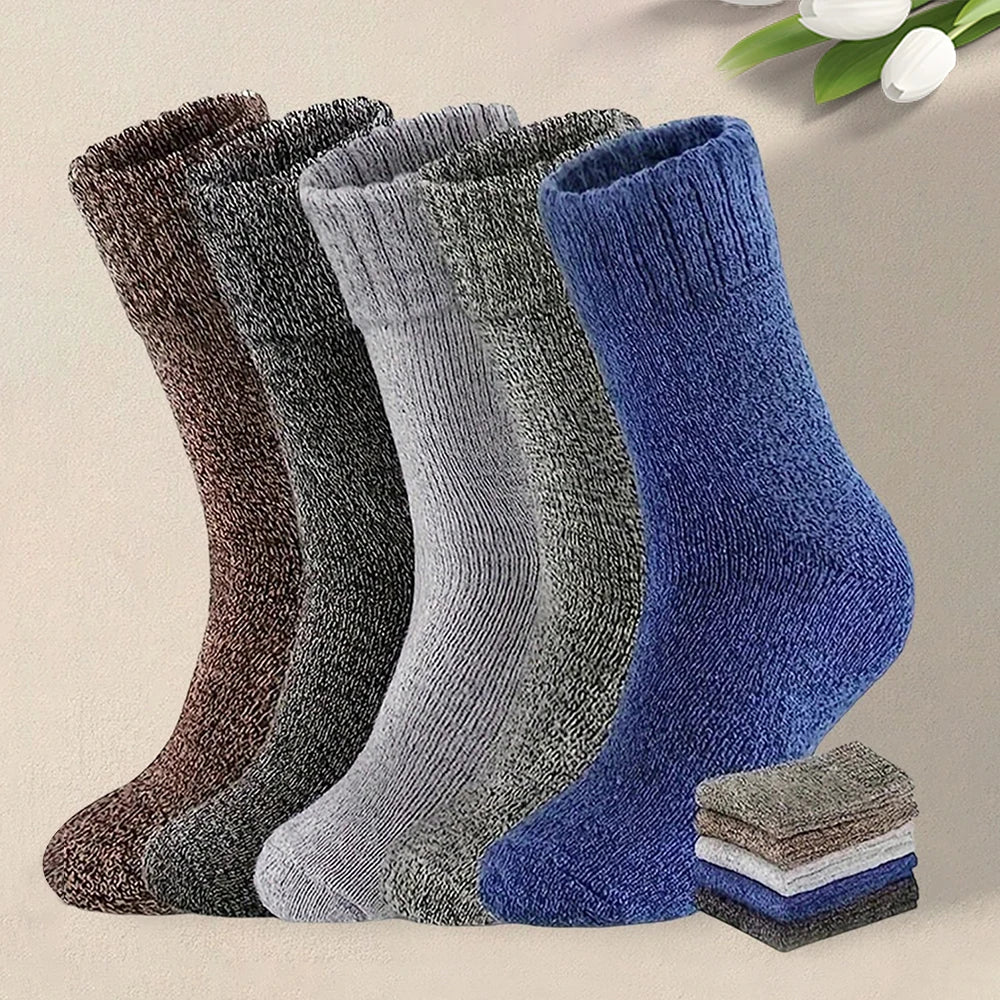 Thick Polyester Elastane Blend Mens Winter Crew Socks - 3