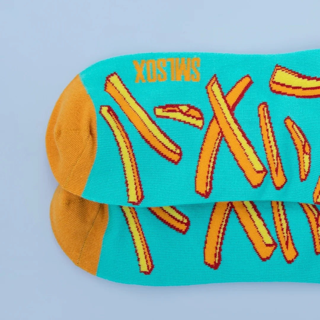 Cotton Blend French Fry Print Unisex Low Cut Socks - 3