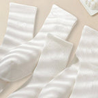5 Pairs Polyester Spandex Solid Color Casual Crew Socks