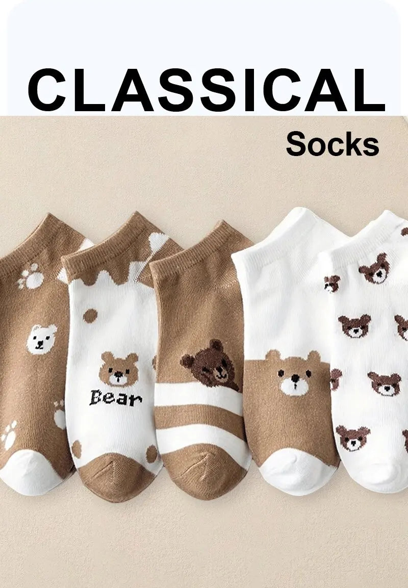Polyester Blend Cartoon Pattern Low Tube Casual Socks - 7